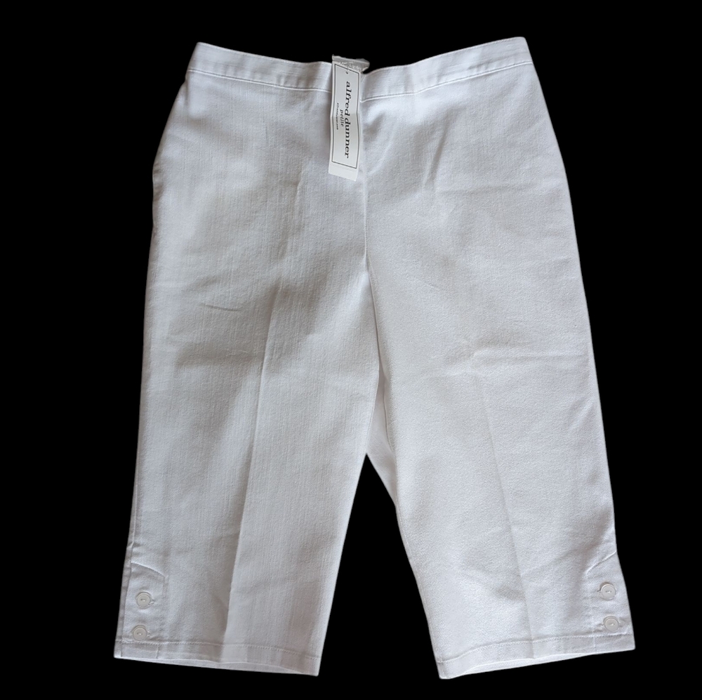 NWT Alfred Dunner Sun City Classic Fit Capri Pants 12P White Pockets